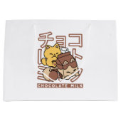 Cute Cat Riding Chocolate Milk Carton Kawaii Art Groot Cadeauzakje (Voorkant)