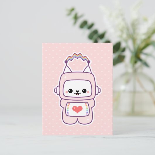 Cute Cat Robot Briefkaart (Staand voorkant)
