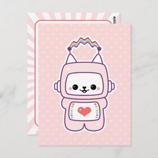 Cute Cat Robot Briefkaart (Voorkant / Achterkant)