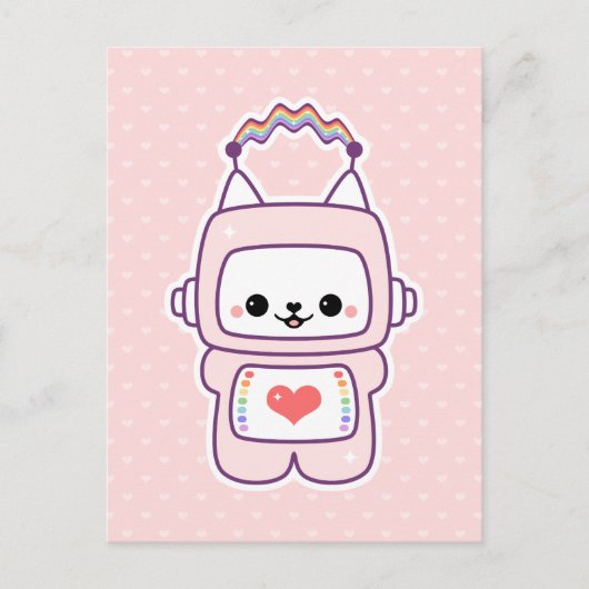 Cute Cat Robot Briefkaart (Voorkant)