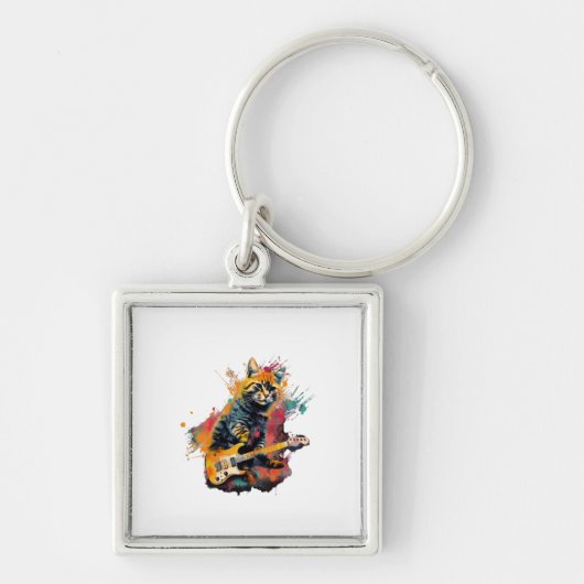 cute cat rocks tar design  sleutelhanger (Voorkant)