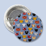 Cute Cat Ronde Button 3,2 Cm<br><div class="desc">Veel schattige kleine katten op een middelblauwe achtergrond. Ideaal voor gekke of zure katten. Originele kunst van Nic Squirrell.</div>