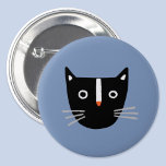 Cute Cat Ronde Button 5,7 Cm<br><div class="desc">Een schattige zwart-witte poes op een middenblauwe achtergrond. Originele kunst van Nic Squirrell.</div>