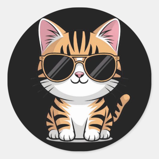 Cute cat ronde sticker (Voorkant)