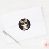 Cute cat ronde sticker (Envelop)