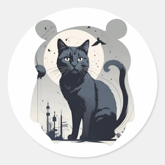 Cute Cat Ronde Sticker (Voorkant)