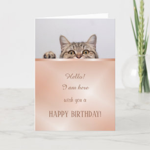 Cute Cat Roos Gold Birthday Kaart
