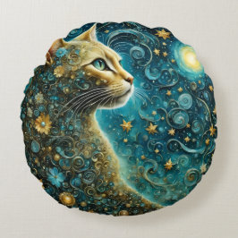 cute cat Round Pillow Rond Kussen