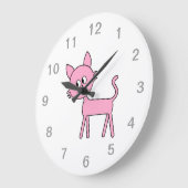Cute Cat. Roze kat loopt. Grote Klok (Hoek)