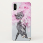 Cute Cat roze pluim Case-Mate iPhone Case (Achterkant)
