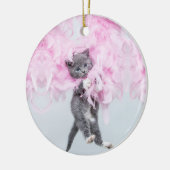 Cute Cat roze pluim Keramisch Ornament (Links)
