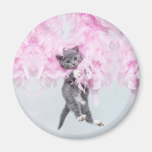 Cute Cat roze pluim Magneet