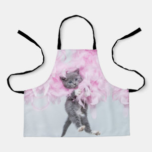 Cute Cat roze pluim Schort