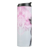 Cute Cat roze pluim Thermosbeker (Gedraaid links)