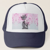 Cute Cat roze pluim Trucker Pet (Voorkant)