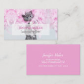 Cute Cat roze plume. Visitekaartje (Voorkant / Achterkant)