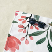 Cute Cat roze Roses Blush Flowers Aangepaste naam Strandlaken (In situ)