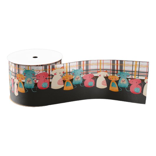 Cute Cat Rustic Pattern Grosgrain Lint (Spoel)