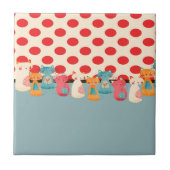 Cute Cat Rustic Pattern Tegeltje (Voorkant)