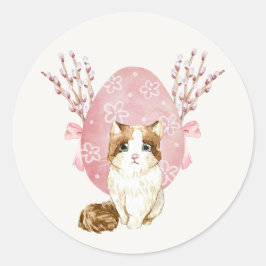 Cute Cat Sakura Ronde Sticker