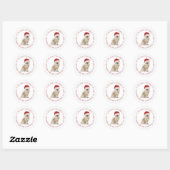 Cute Cat Santa Hat-kerstterugzendadres Ronde Sticker (Vel)