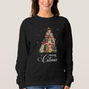 Cute Cat Santa Reindeer Tree Lights Chritsmas Merr Trui