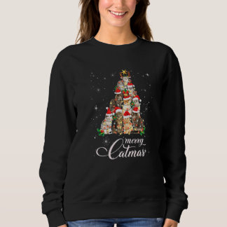 Cute Cat Santa Reindeer Tree Lights Chritsmas Merr Trui