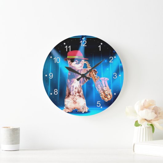 Cute Cat Saxophonist Grote Klok (Huis)
