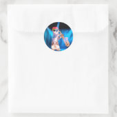Cute Cat Saxophonist Ronde Sticker (Tas)