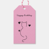 cute cat says: happy birthday. cadeaulabel (Voorkant)