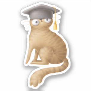 Cute Cat School Book Fun Reading Sticker