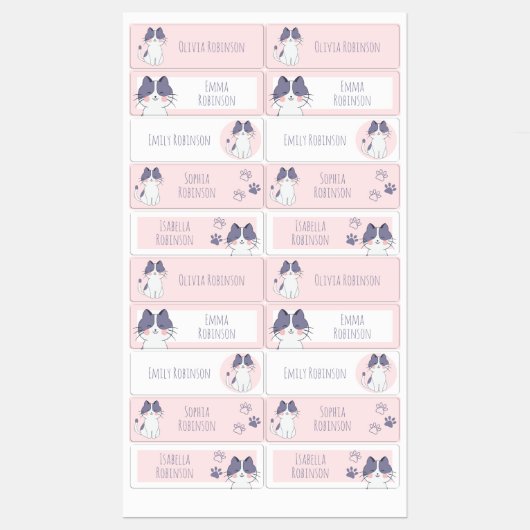 Cute Cat School Preschool Daycare Labels (Vel)