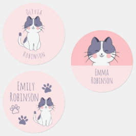 Cute Cat School Preschool Labels