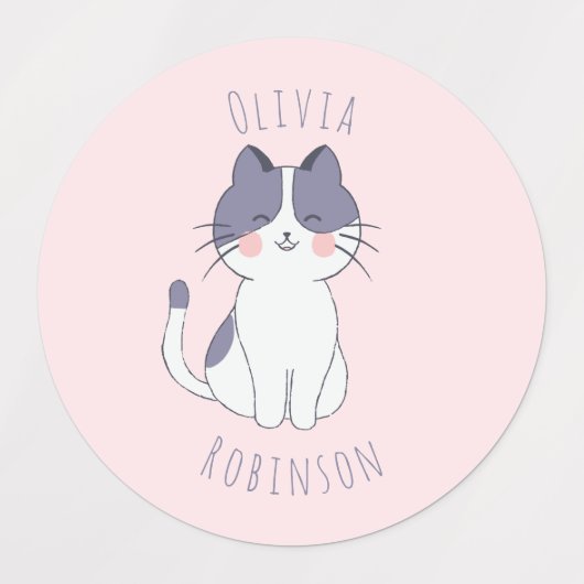Cute Cat School Preschool Labels (Design 1)