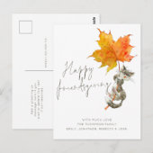 Cute Cat Script Happy Friendsgiving Thanksgiving Briefkaart (Voorkant / Achterkant)