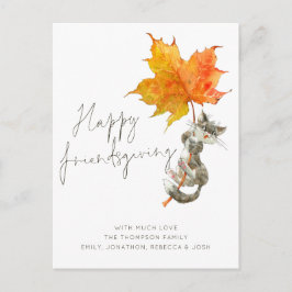 Cute Cat Script Happy Friendsgiving Thanksgiving Briefkaart