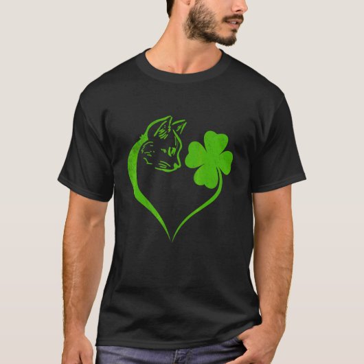 Cute Cat Shamrock Irish Street Day Kat T-shirt (Voorkant)