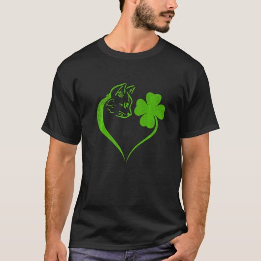 Cute Cat Shamrock Lover Irish St Patricks Day Kitt T-shirt (Voorkant)