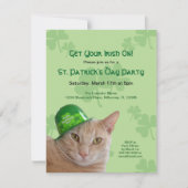 Cute Cat Shamrock Pet St. Patrick's Day Party Kaart (Voorkant)
