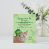 Cute Cat Shamrock Pet St. Patrick's Day Party Kaart (Staand voorkant)