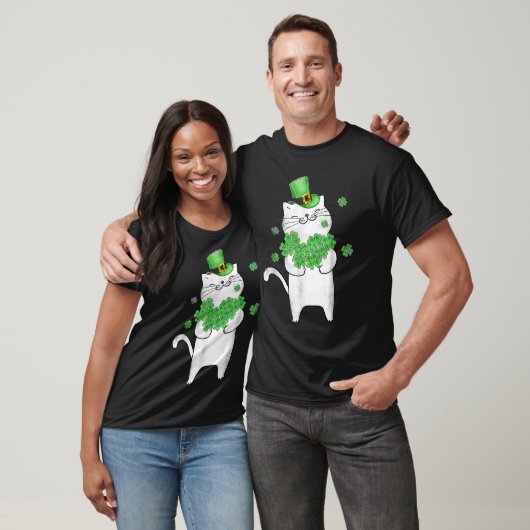 Cute Cat Shamrock St Patricks Day Meowy Irish Cat T-shirt (Unisex)