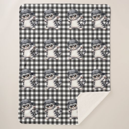 Cute Cat Sherpa Blanket Deken (Voorkant)