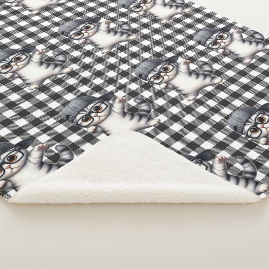 Cute Cat Sherpa Blanket Sherpa Deken (3/4)