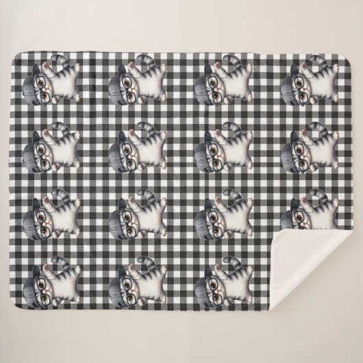 Cute Cat Sherpa Blanket Sherpa Deken (Voorkant (horizontaal))