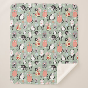 Cute Cat Sherpa Fleece Blanket Deken