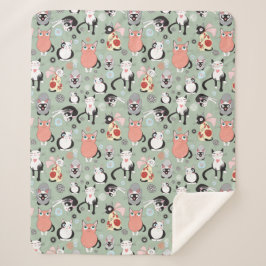 Cute Cat Sherpa Fleece Blanket Sherpa Deken