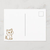 Cute Cat Simple Design Brown on White Briefkaart (Achterkant)