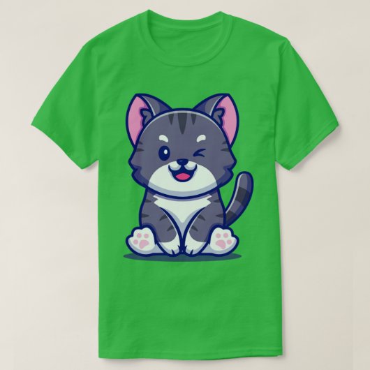 Cute Cat Sitting Cartoon2 T-shirt (Design voorkant)