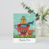 Cute Cat Sitting in Teacup Kerstmis Dank u Briefkaart (Staand voorkant)