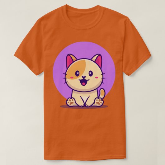 Cute Cat Sitting T-shirt (Design voorkant)